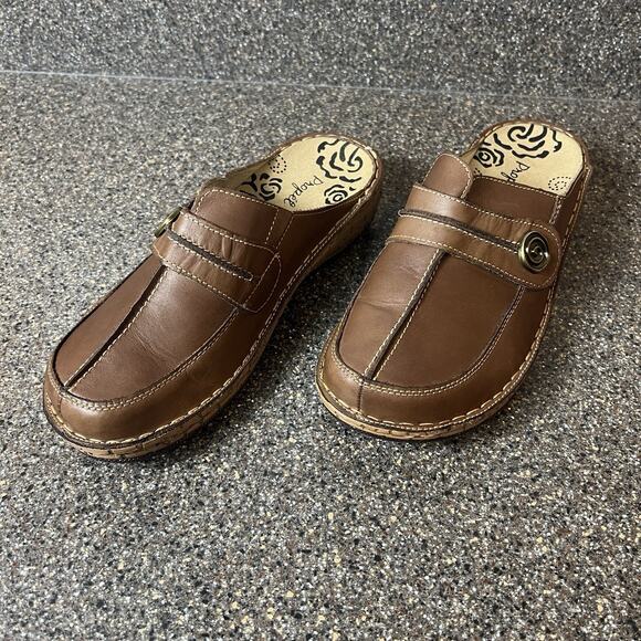 Propet Clogs Brown Leather Womens Sz 8.5 M(B) Comfort Casual Mule Slip Resistant - Picture 2 of 11